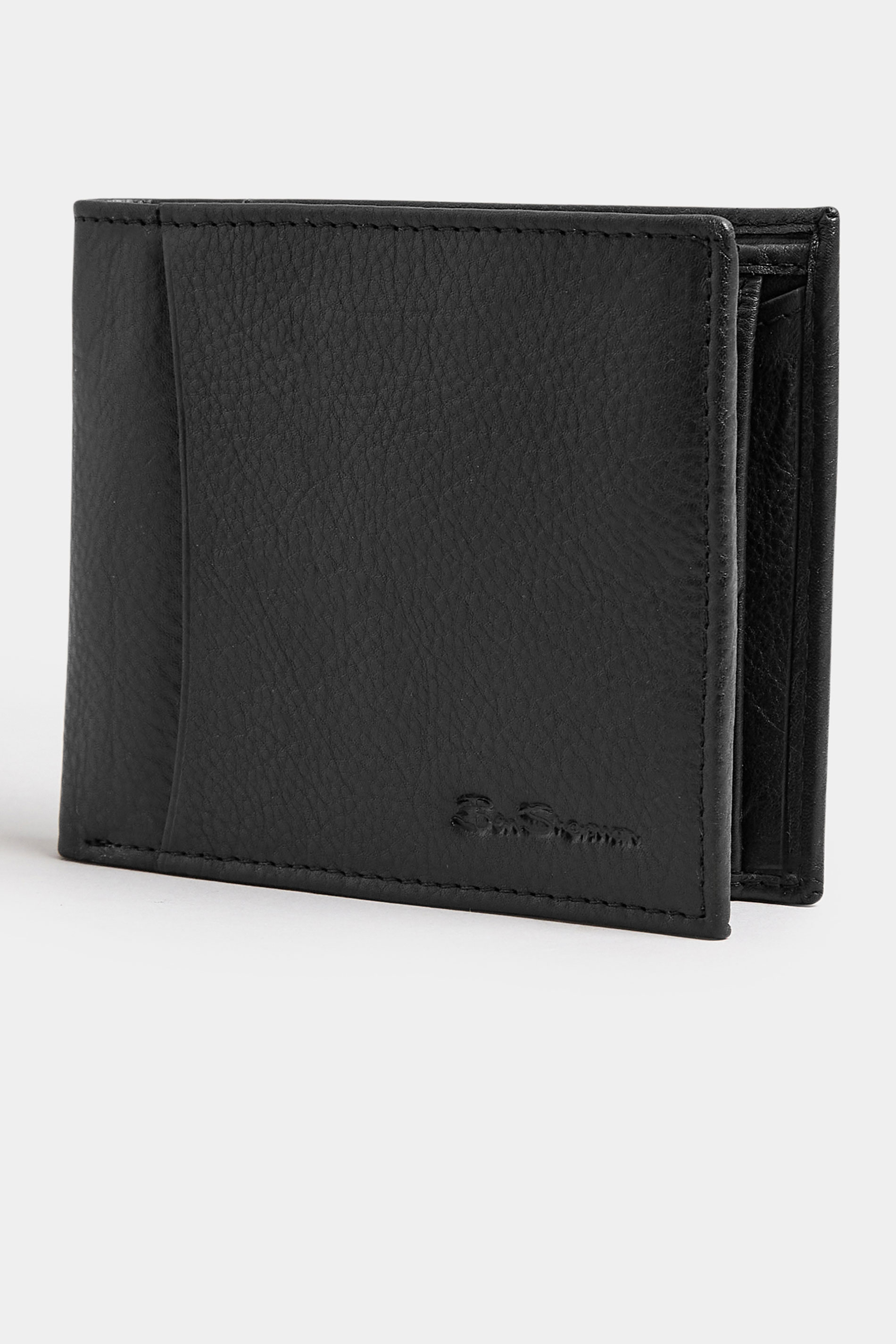 Ben Sherman BEN SHERMAN Black Leather 'Burns' Bi-Fold Wallet