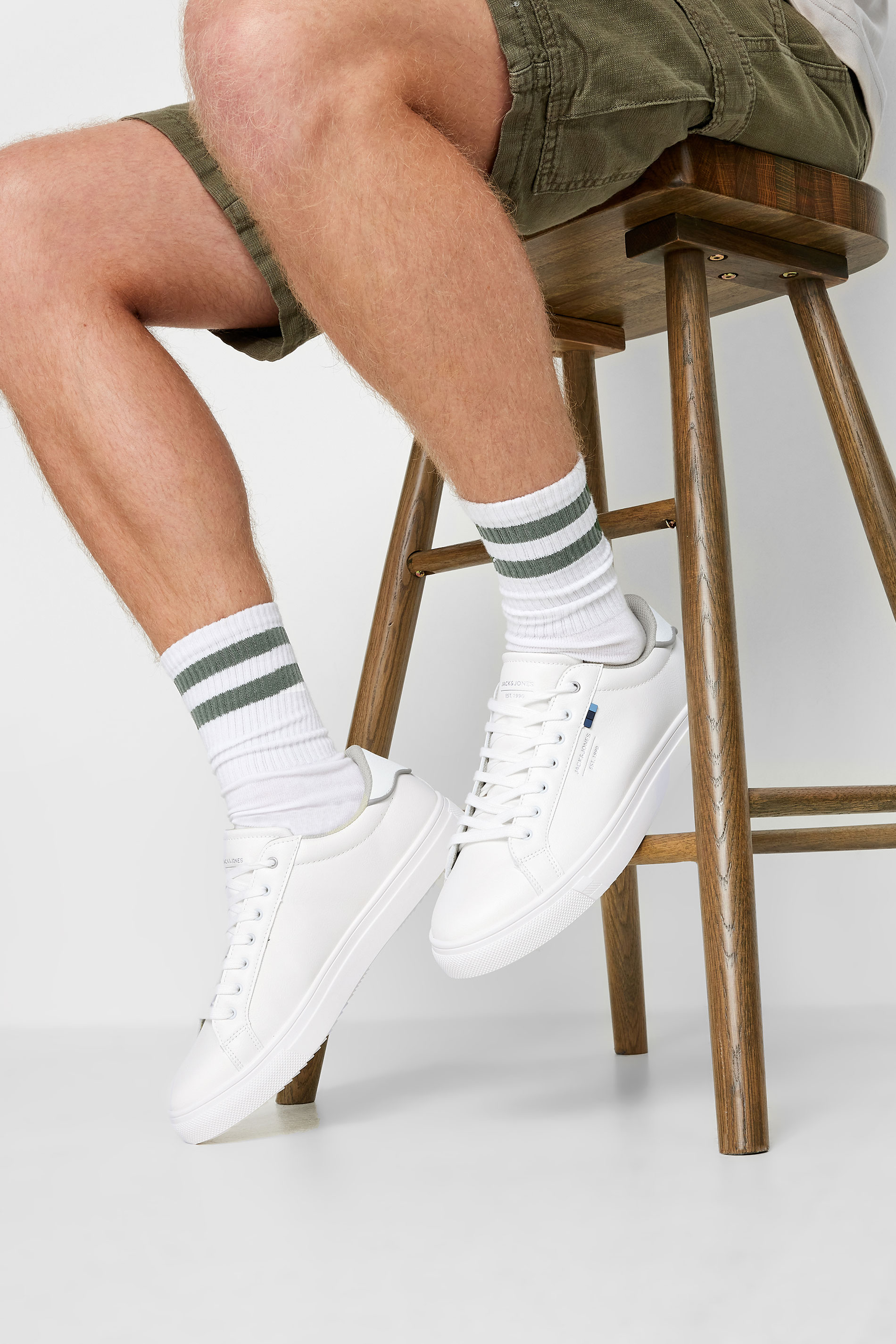 Jack & Jones JACK & JONES Big & Tall White PU Lace Up Trainers