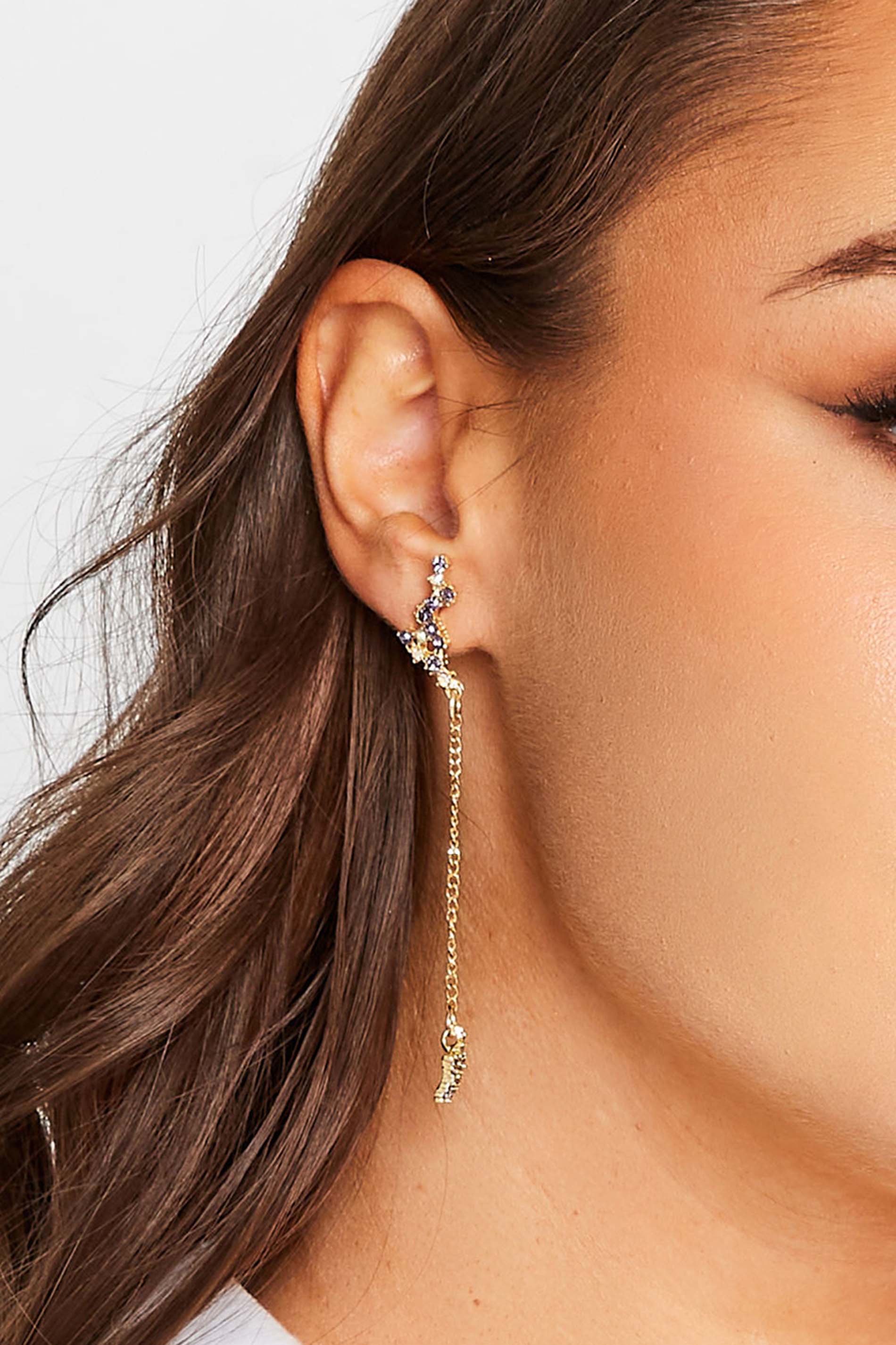 Yours Gold Diamante Star Cluster Drop Earrings