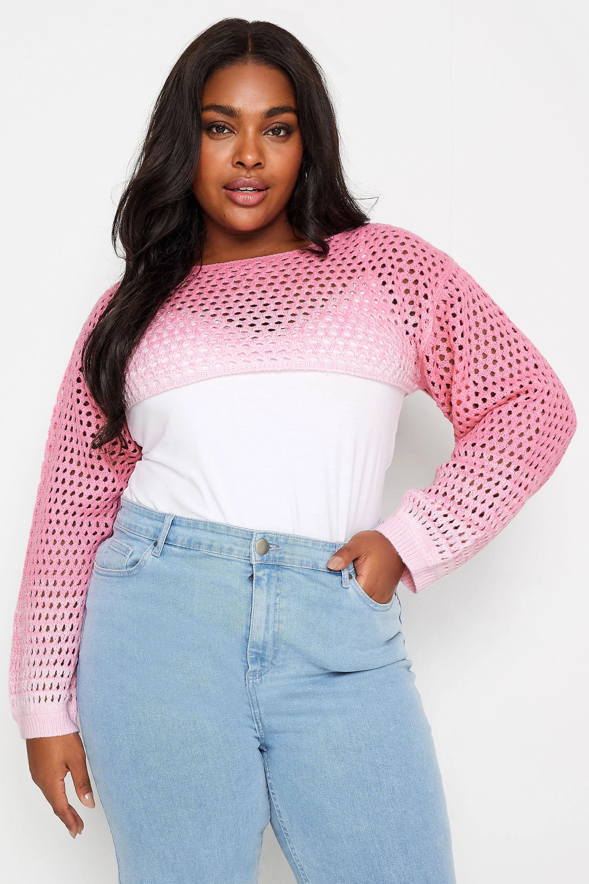 Yours YOURS Curve Pink Ombre Crochet Arm Warmer