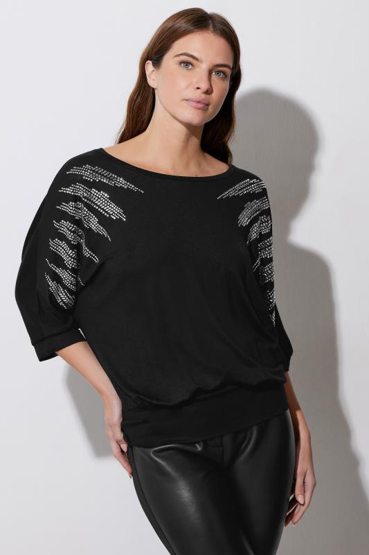 Star by Julien Macdonald STAR Black Diamante Sleeve Top