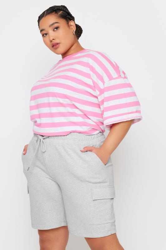 Yours YOURS Curve Light Grey Cargo Jogger Shorts