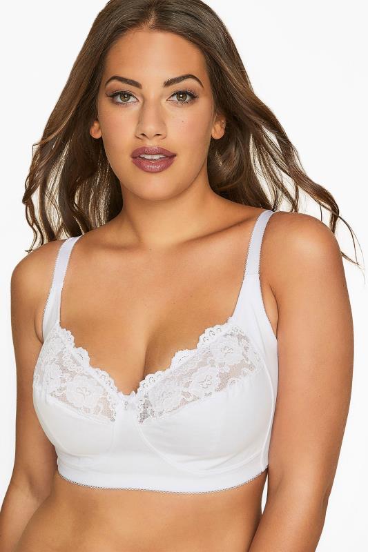 Yours YOURS White Cotton Lace Trim Non-Padded Non-Wired Bralette