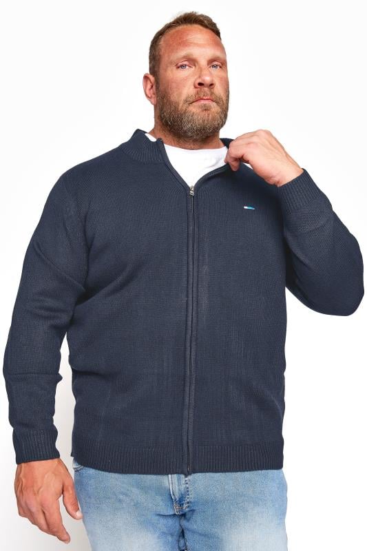 BadRhino BadRhino Big & Tall Navy Blue Essential Full Zip Knitted Jumper