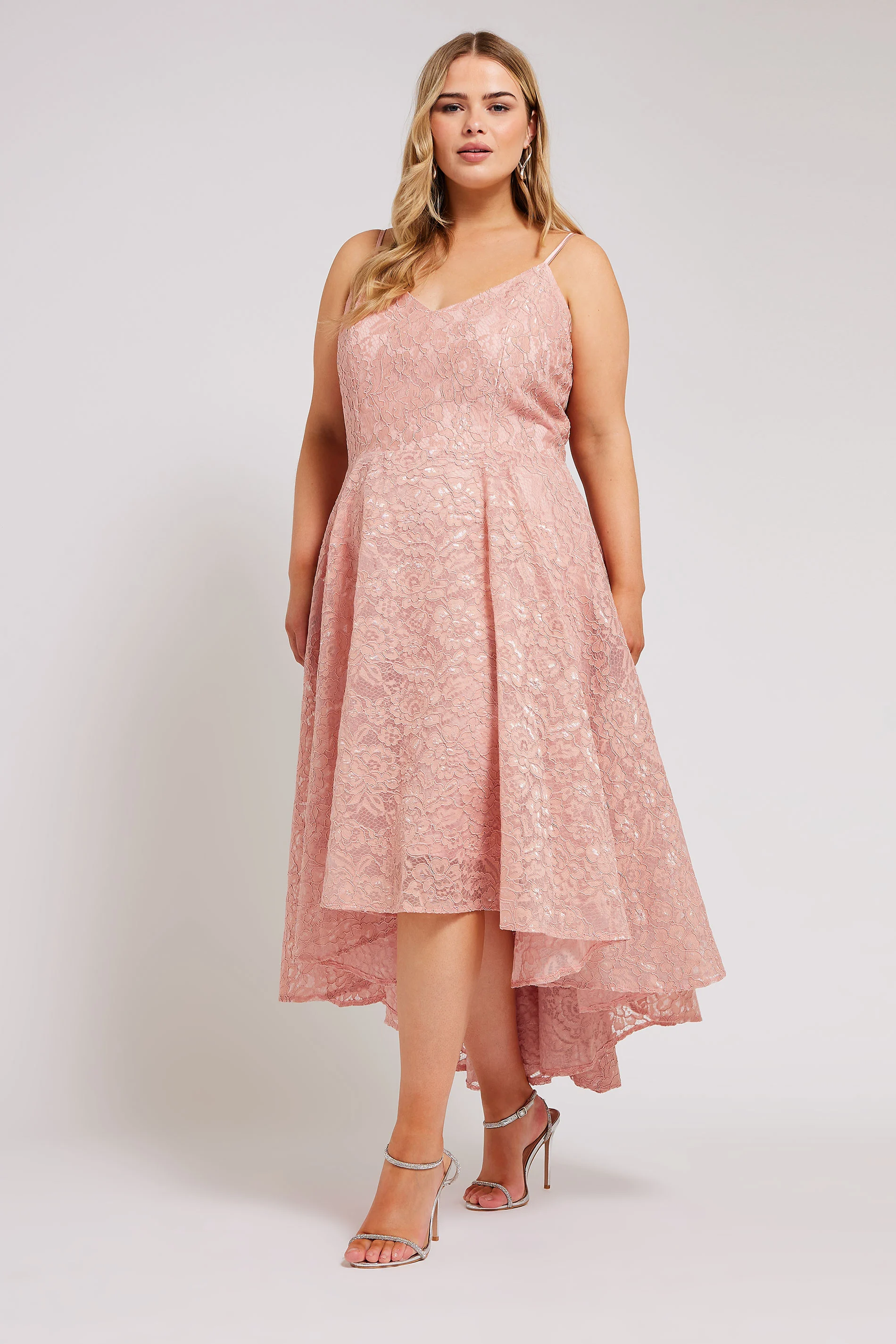 Yours London YOURS LONDON Curve Pink Lace Midi Prom Dress