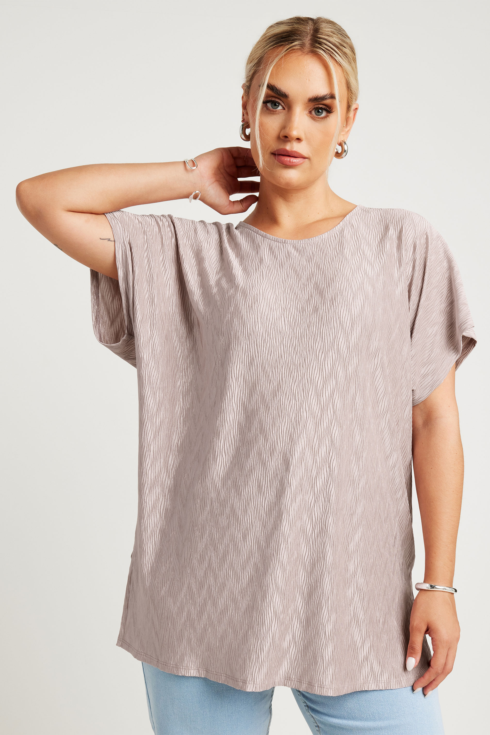 Yours YOURS Curve Pink Zig Zag Plisse Top