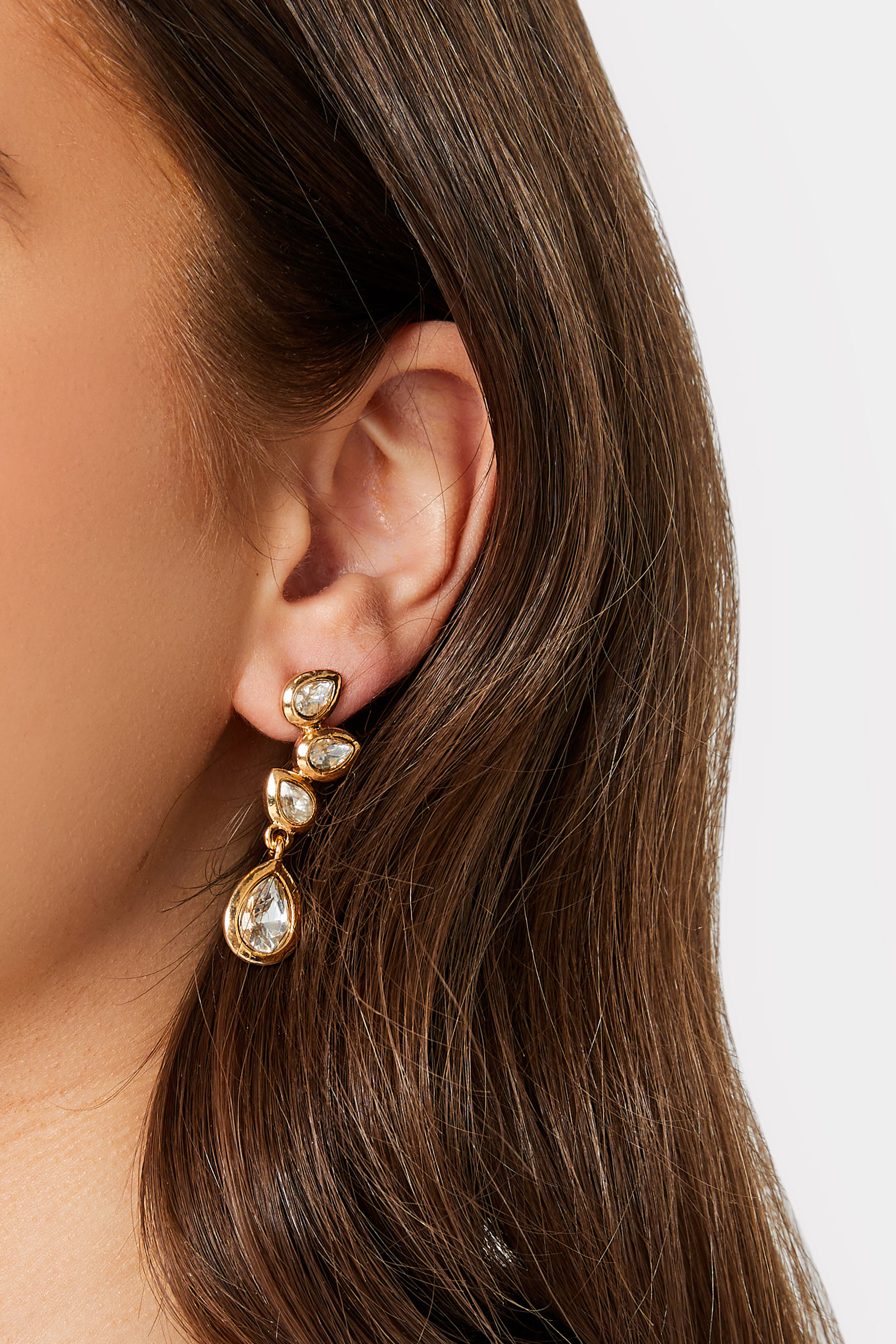 Yours Gold Cluster Diamante Drop Earrings