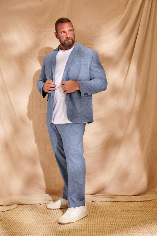 Jack & Jones JACK & JONES Chambray Blue Linen Suit Trousers