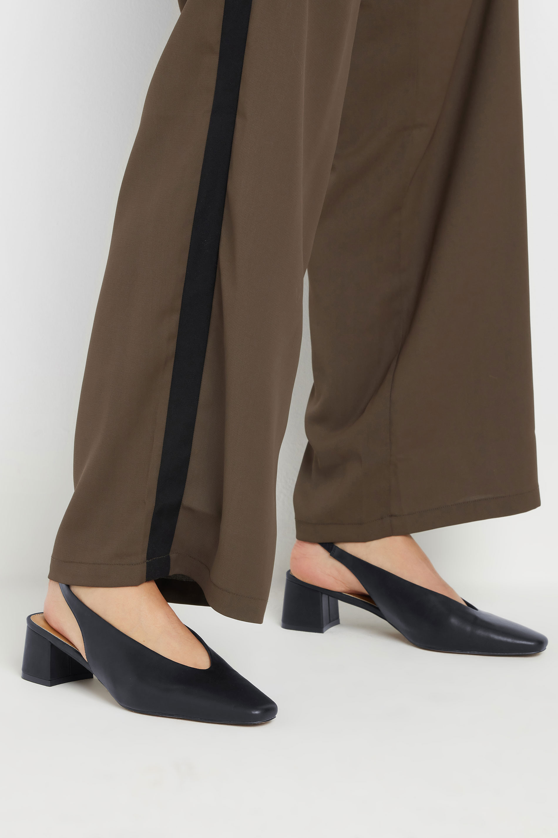 LTS LTS Black Square Slingback Block Heel In Standard Fit