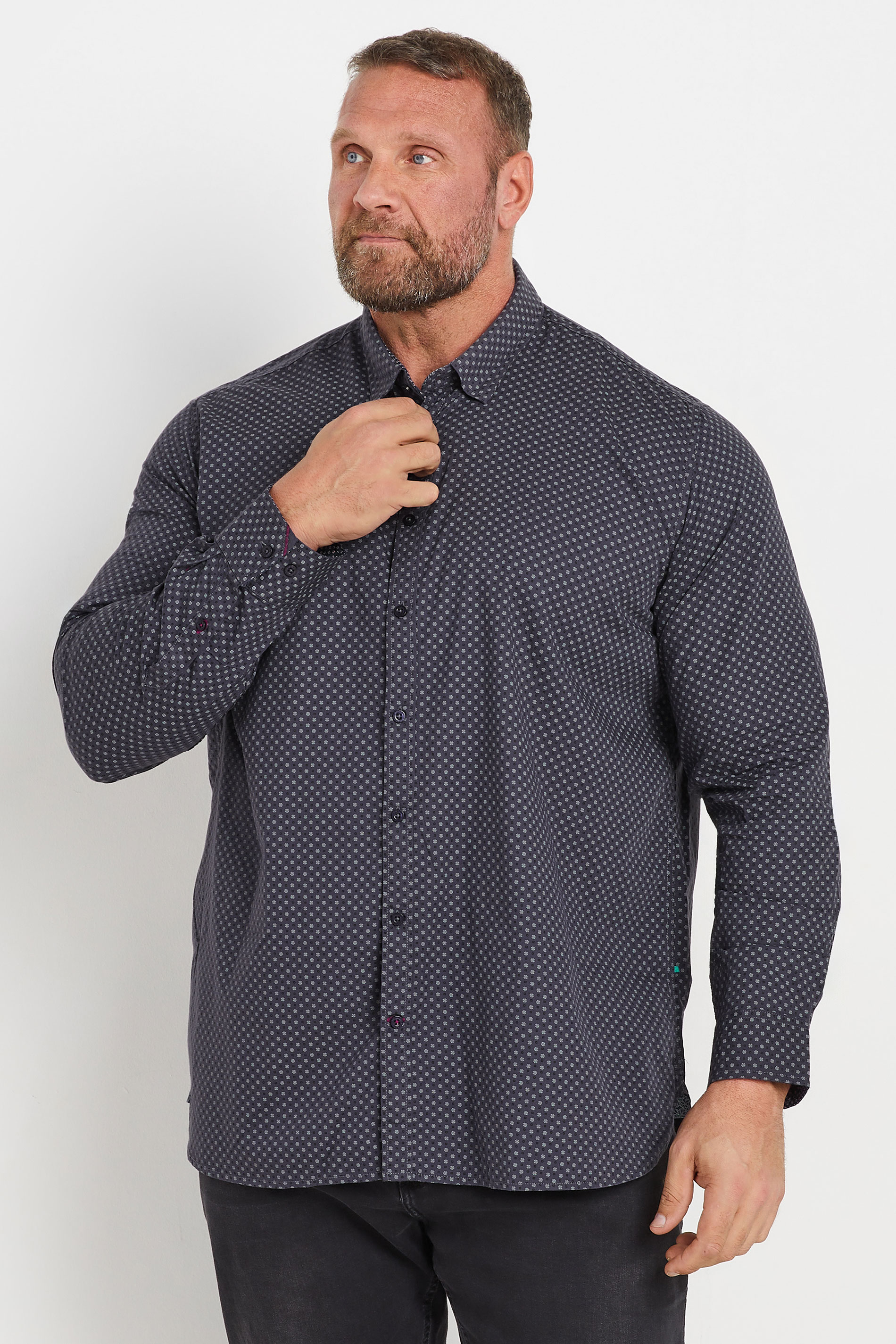 D555 D555 Big & Tall Blue Abstract Spot Print Button Shirt