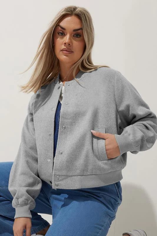 Limited Collection LIMITED COLLECTION Curve Grey Brushed Bomber Jacket