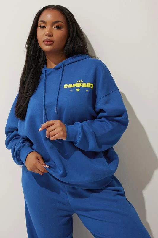 Limited Collection LIMITED COLLECTION Curve Cobalt Blue 'Comfort' Slogan Hoodie
