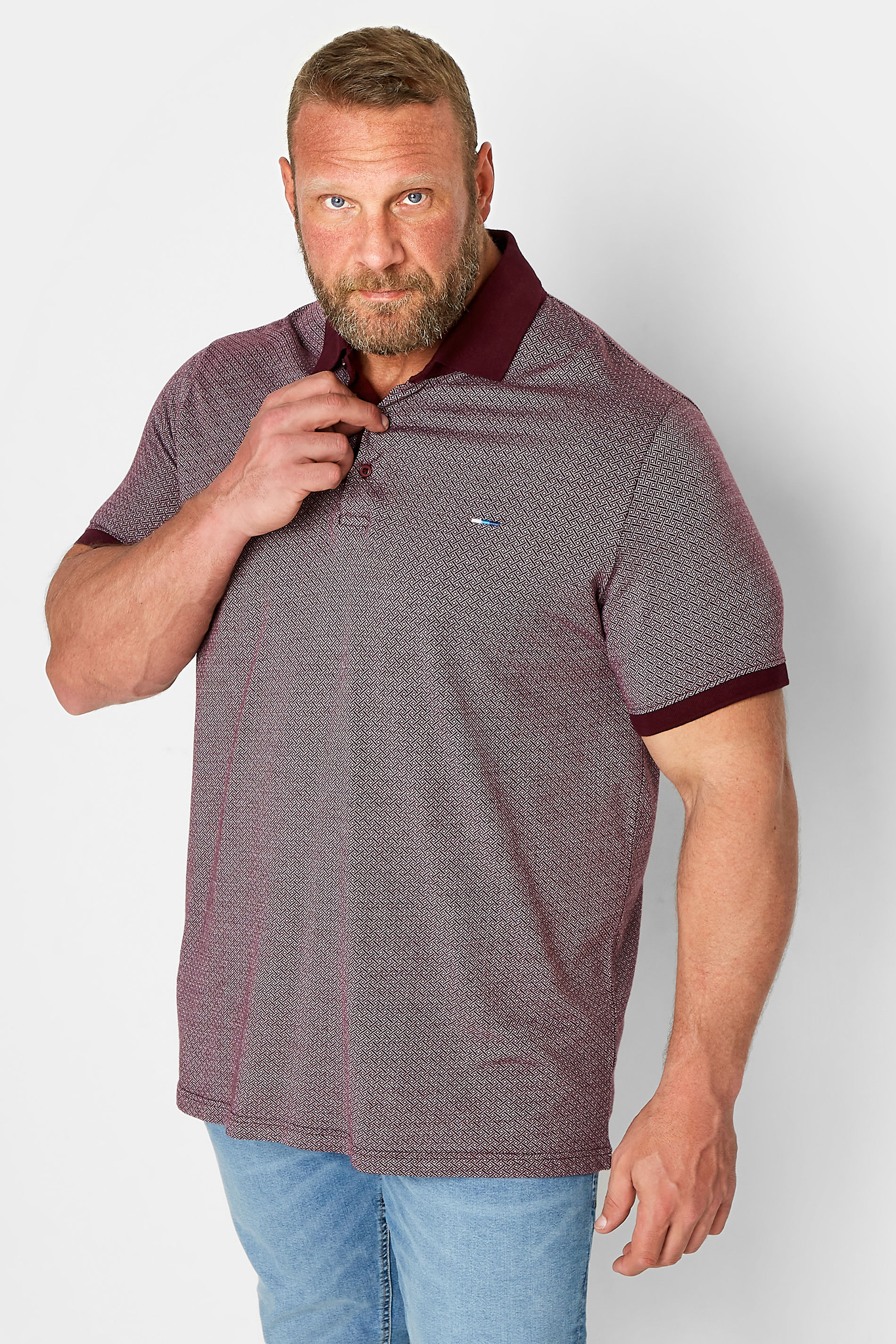 BadRhino BadRhino Bad & Tall Burgundy Geometric Polo Shirt