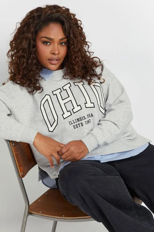 Yours YOURS Curve Grey 'Ohio' 2-In-1 Sweatshirt