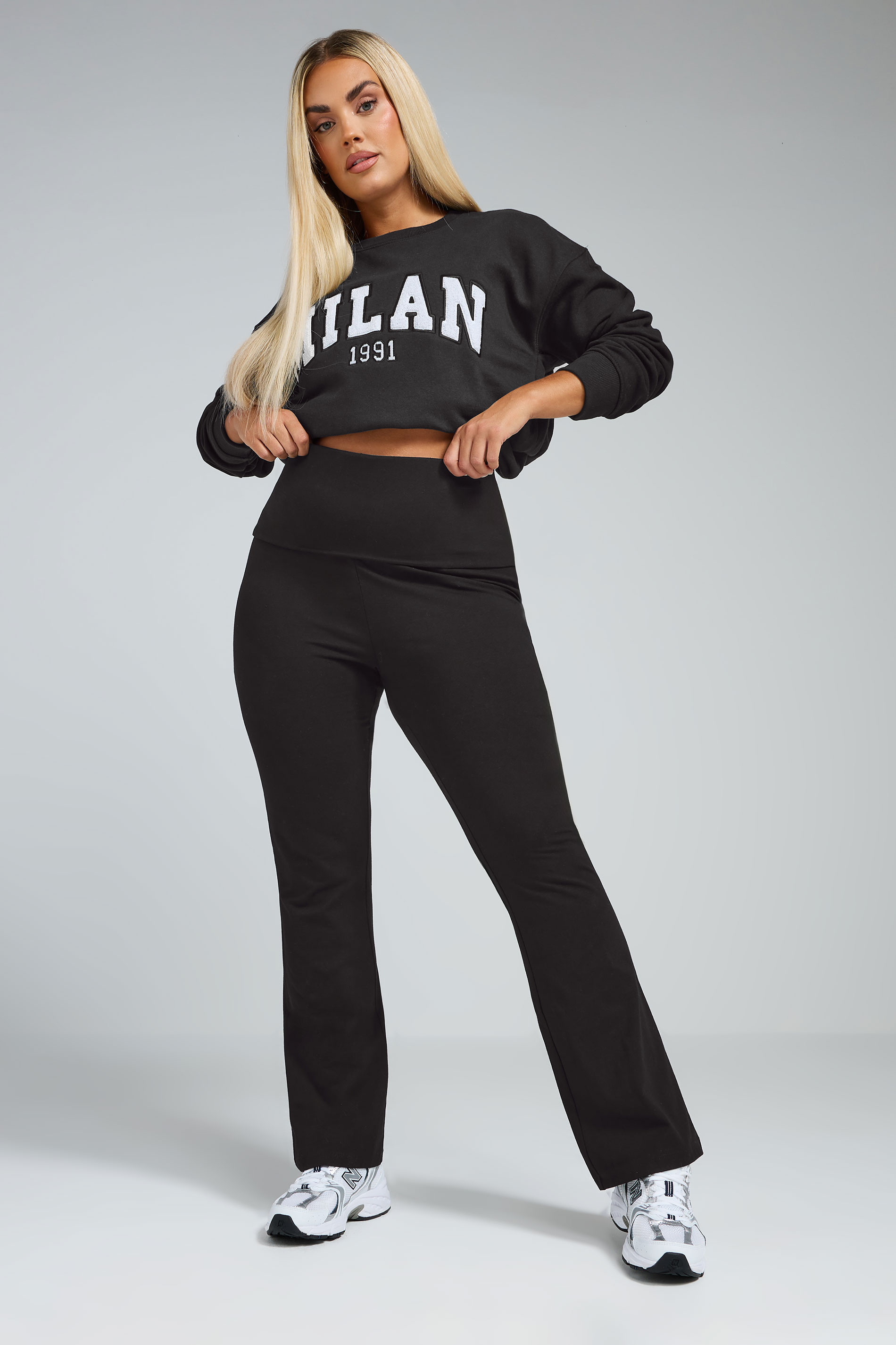 Limited Collection LIMITED COLLECTION Curve Black Fold Over Kick Flare Leggings