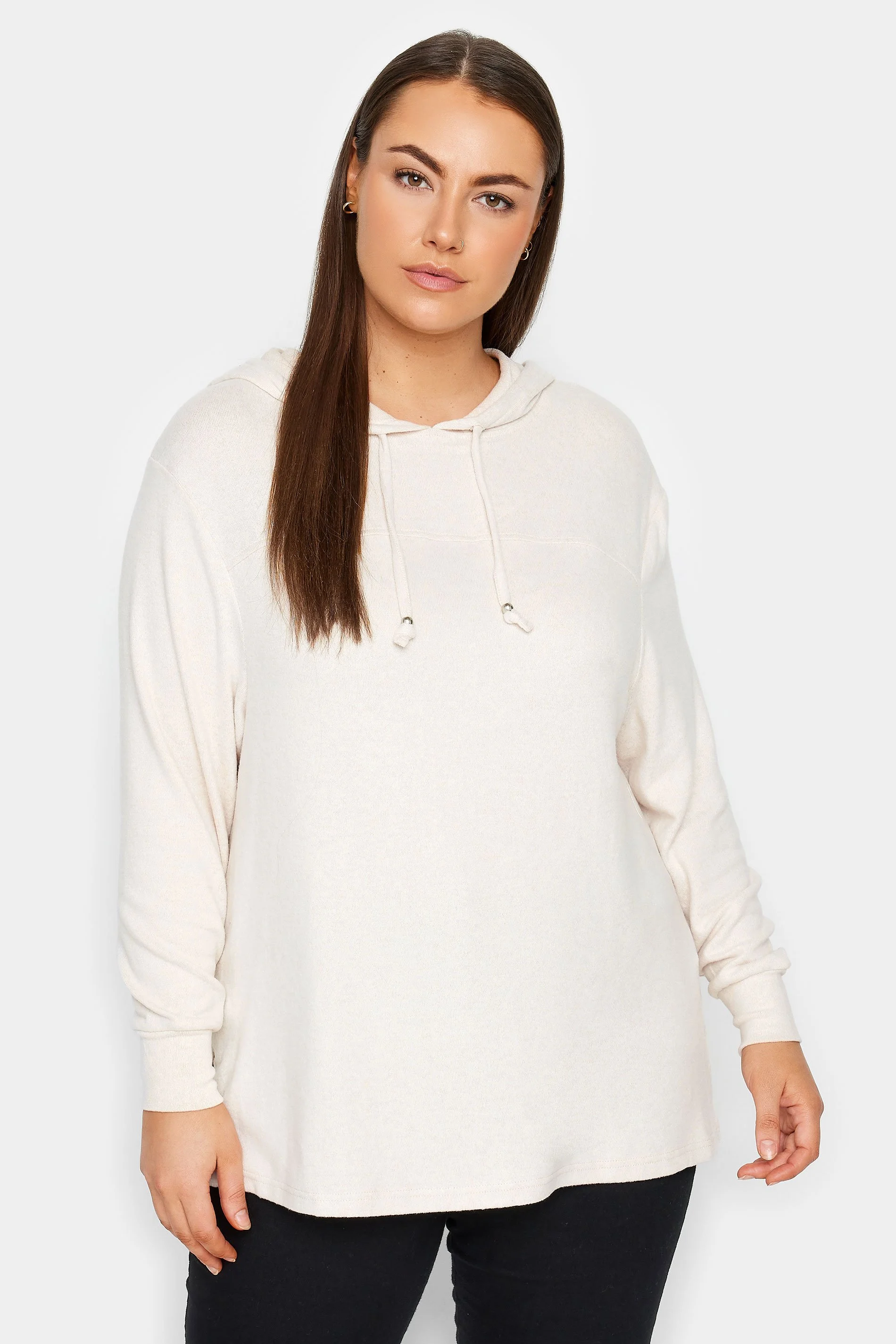 Evans Evans Natural Beige Knitted Hoodie