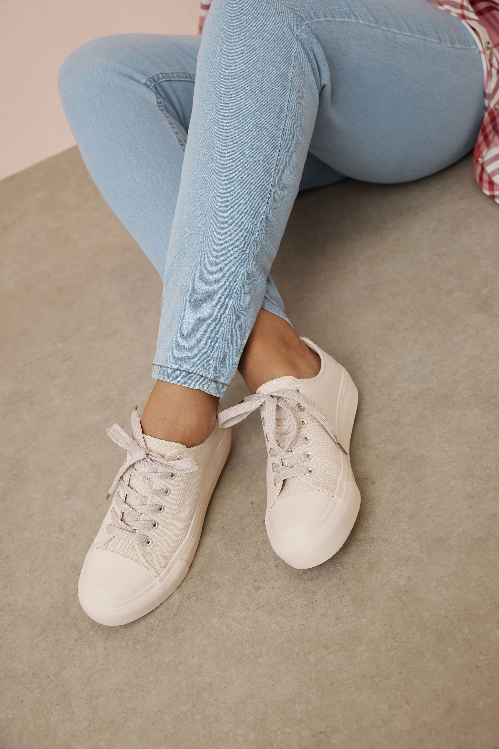 Yours Natural Brown Canvas Trainers In Extra Wide EEE Fit