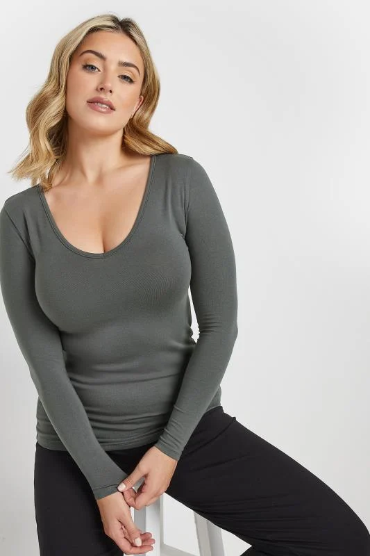 M&Co Womens M&Co Charcoal Grey Thermal Long Sleeve Top