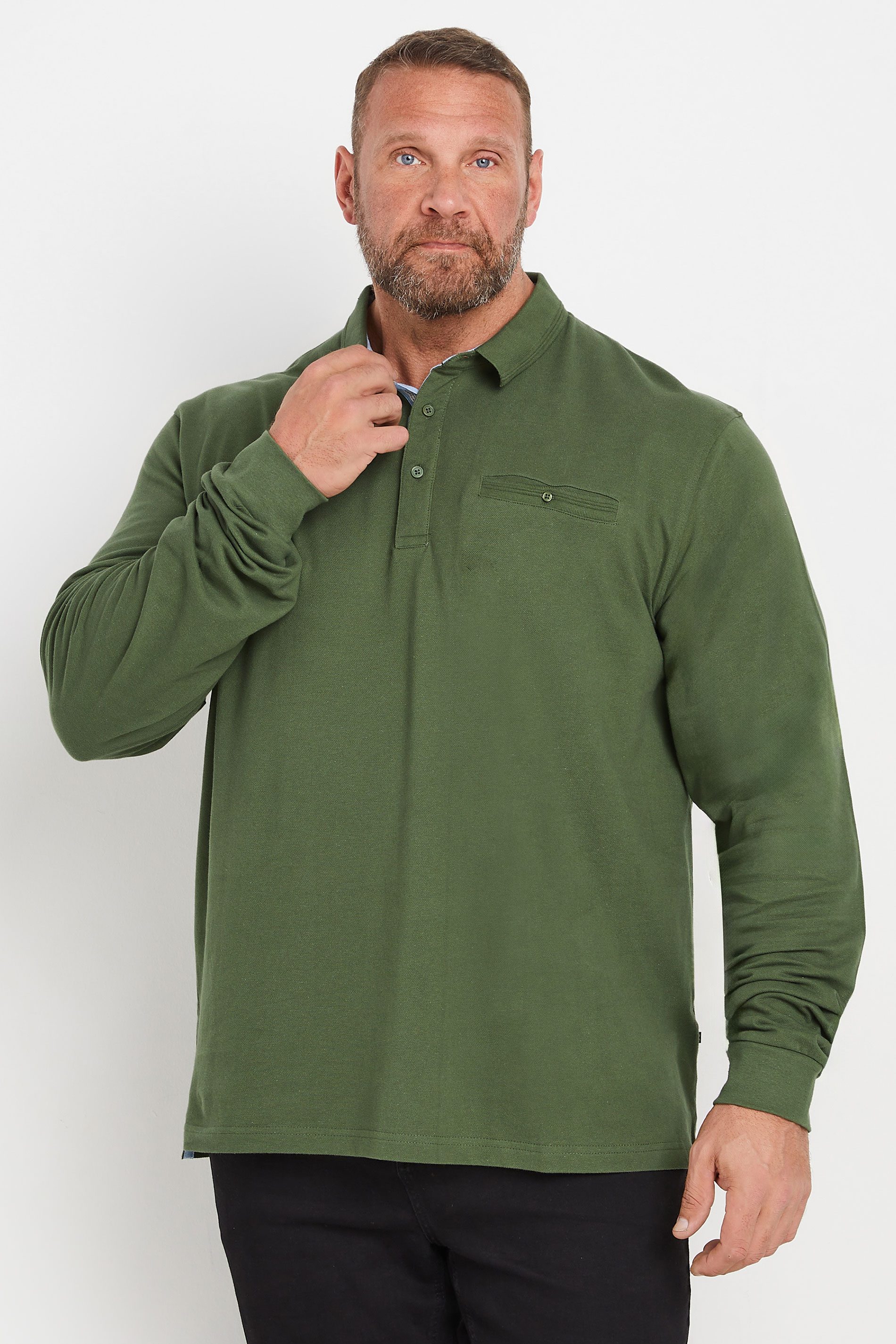 Kam KAM Big & Tall Olive Green Pique Polo Shirt