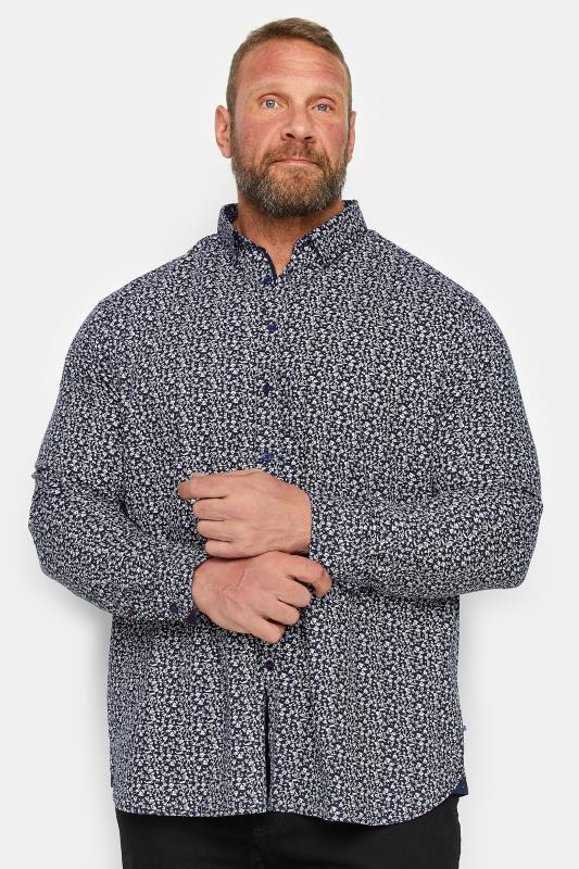 D555 D555 Big & Tall Blue Printed Shirt