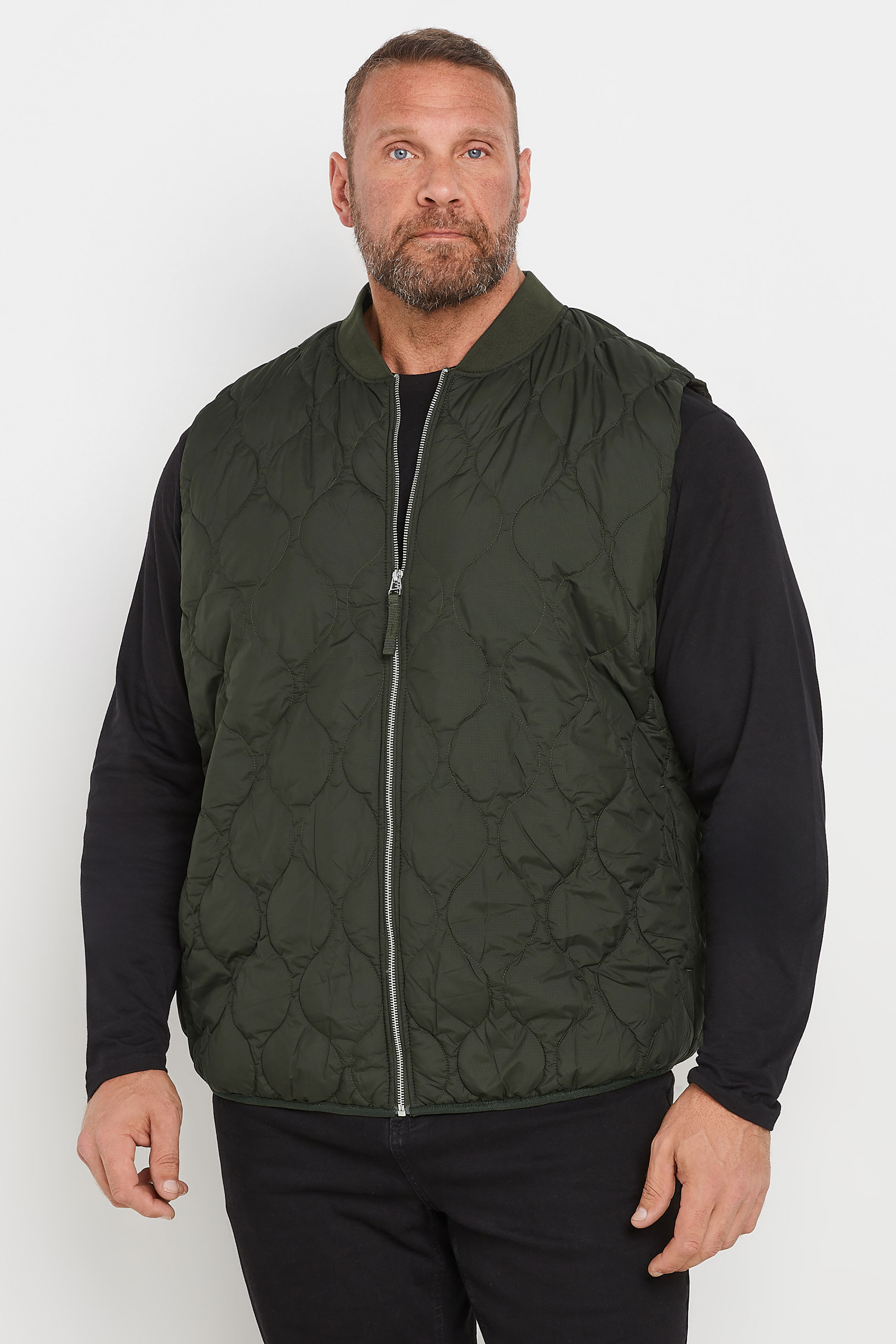 Jack & Jones JACK & JONES Big & Tall Green Waterproof Quilted Gilet
