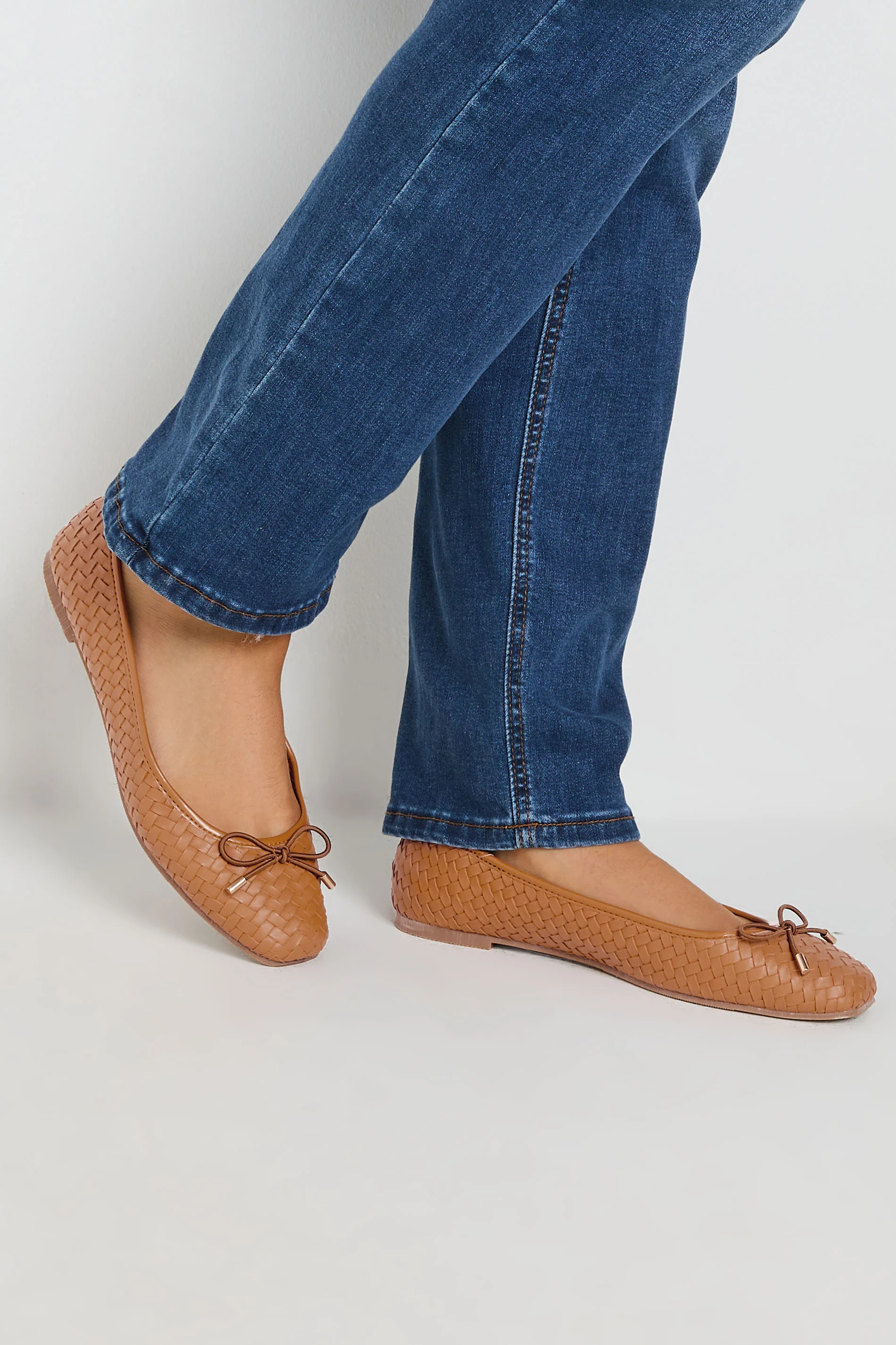 LTS LTS Tan Brown Woven Ballerina Pumps In Standard Fit