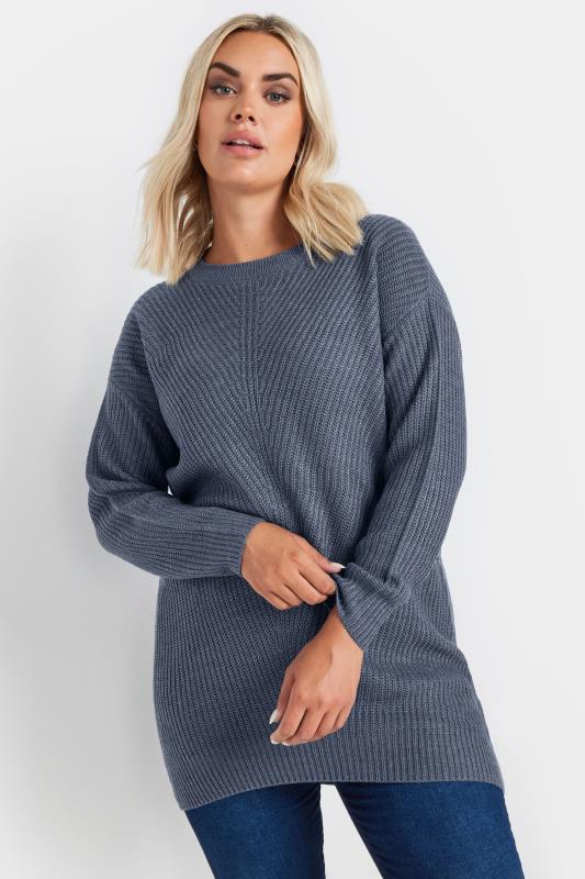 Yours YOURS Curve Essential Blue Knitted Jumper