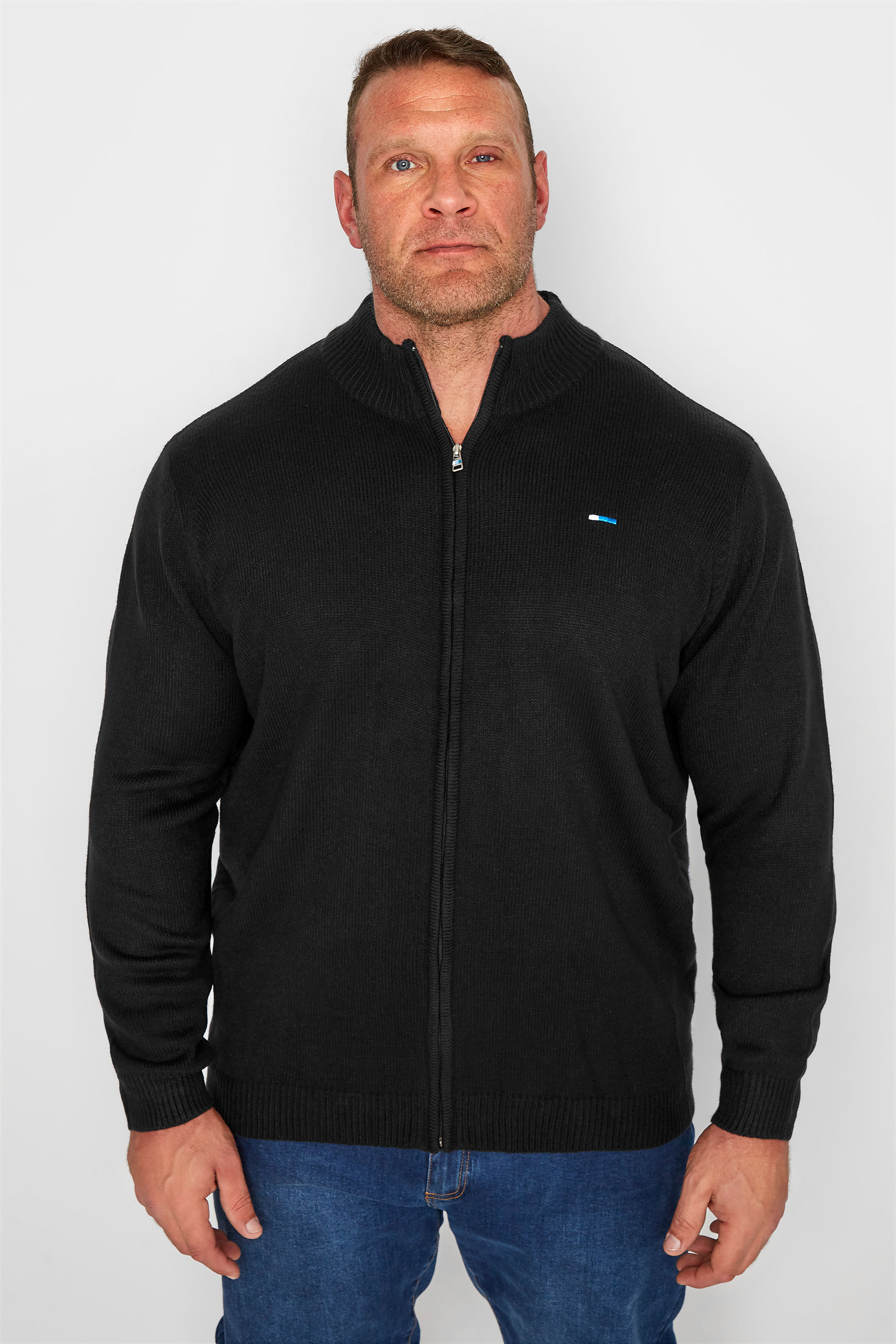 BadRhino BadRhino Big & Tall Black Full Zip Knitted Jumper