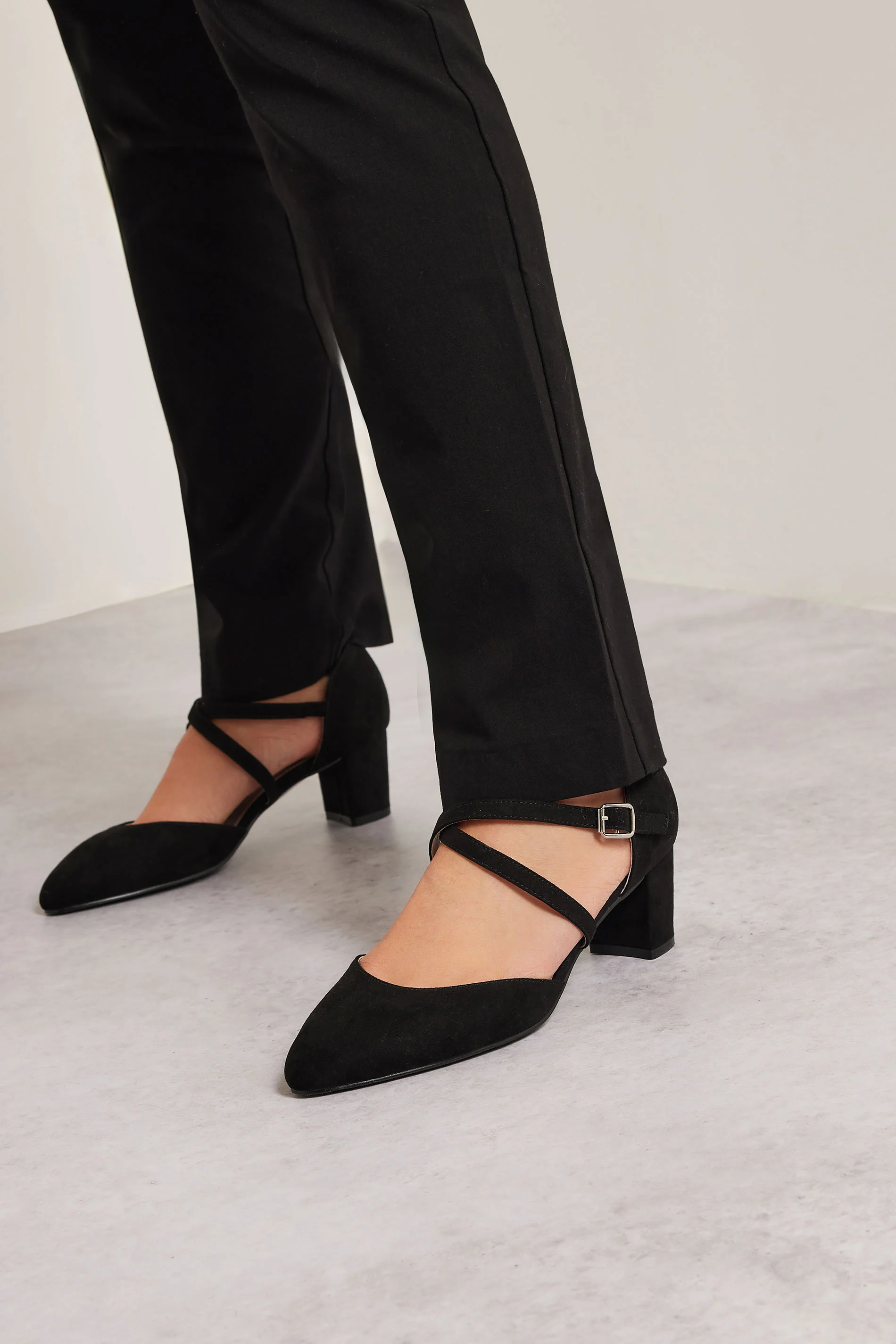 LTS LTS Black Cross Strap Mary Jane Block Heel In Standard Fit
