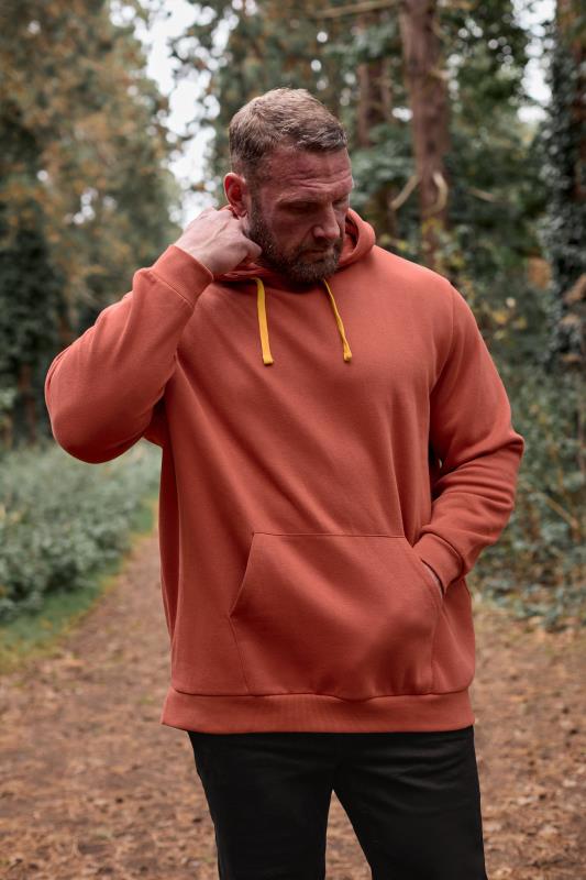 BadRhino BadRhino Big & Tall Rust Orange Contrast Hoodie