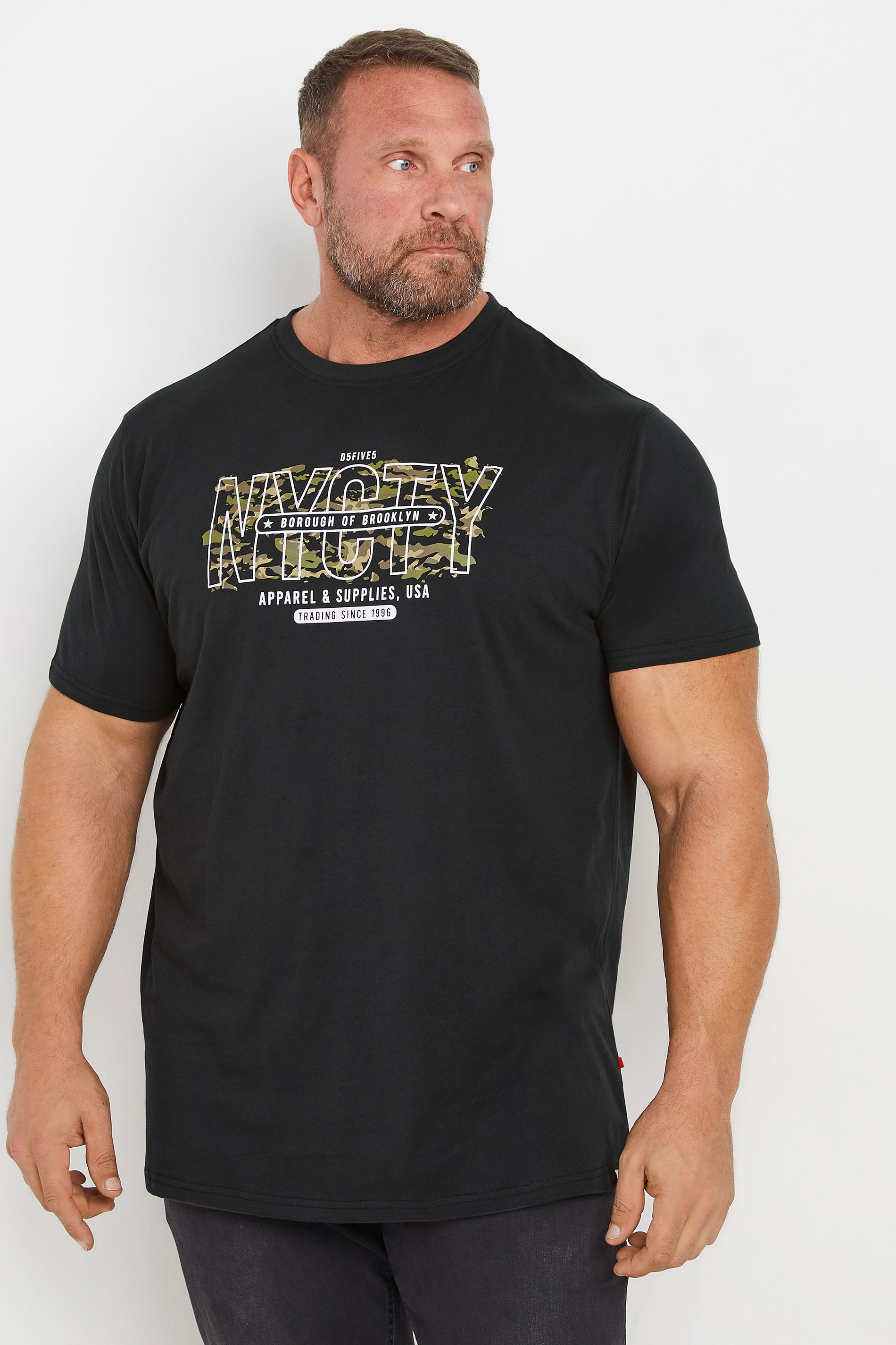 D555 D555 Big & Tall Black 'NYCTY' Camo Graphic Print T-Shirt