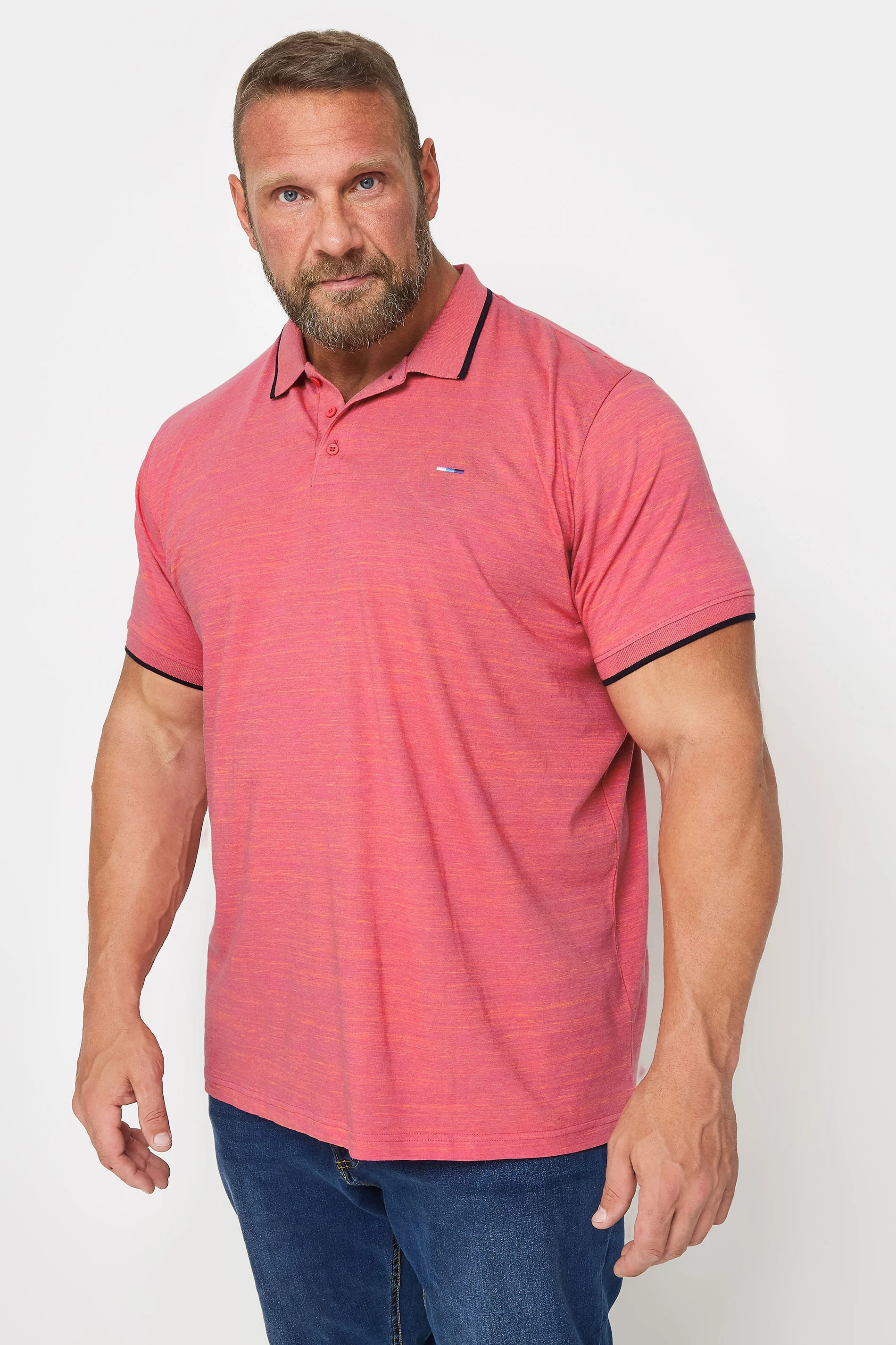 BadRhino BadRhino Big & Tall Pink Injected Slub Polo Shirt