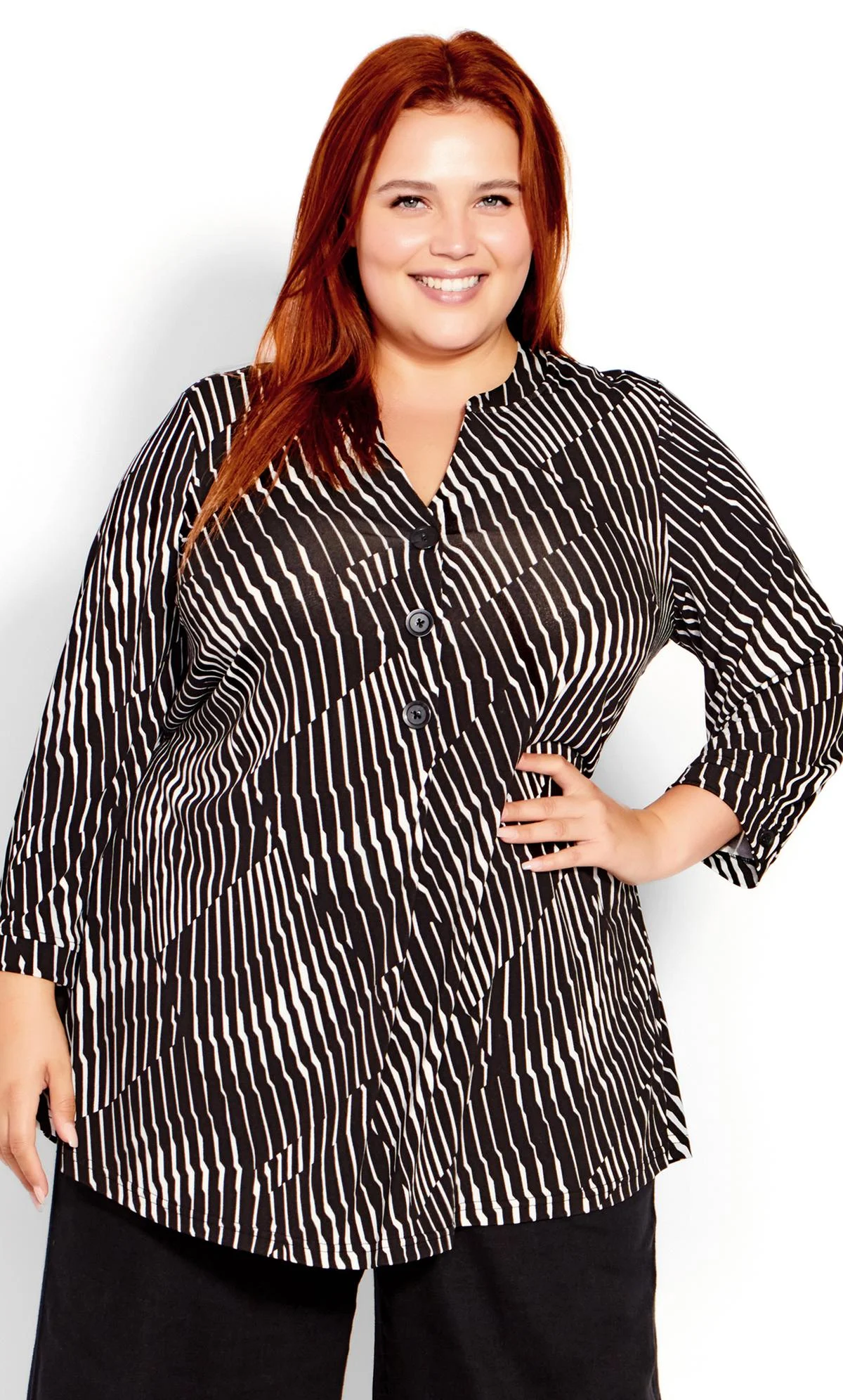 Evans Evans Black Mono Abstract Shirt