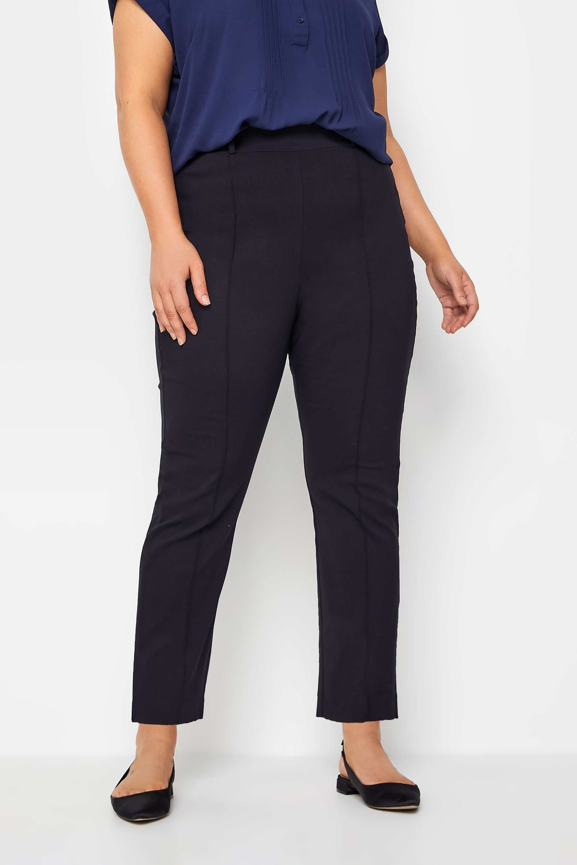 Evans Evans Black Pinktuck Front Slim Fit Trousers