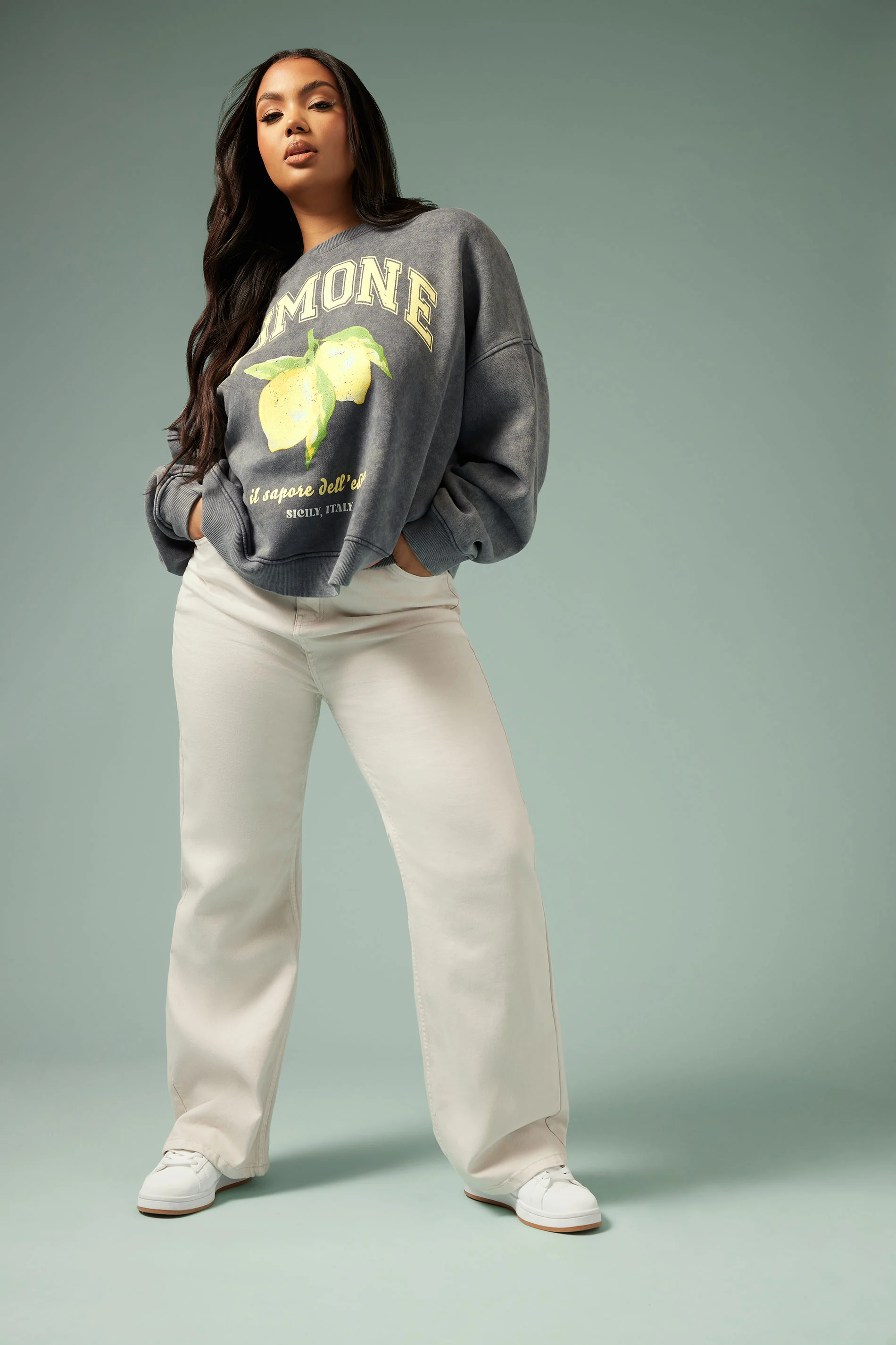 Yours YOURS Curve Cream Wide Leg Denim Jeans