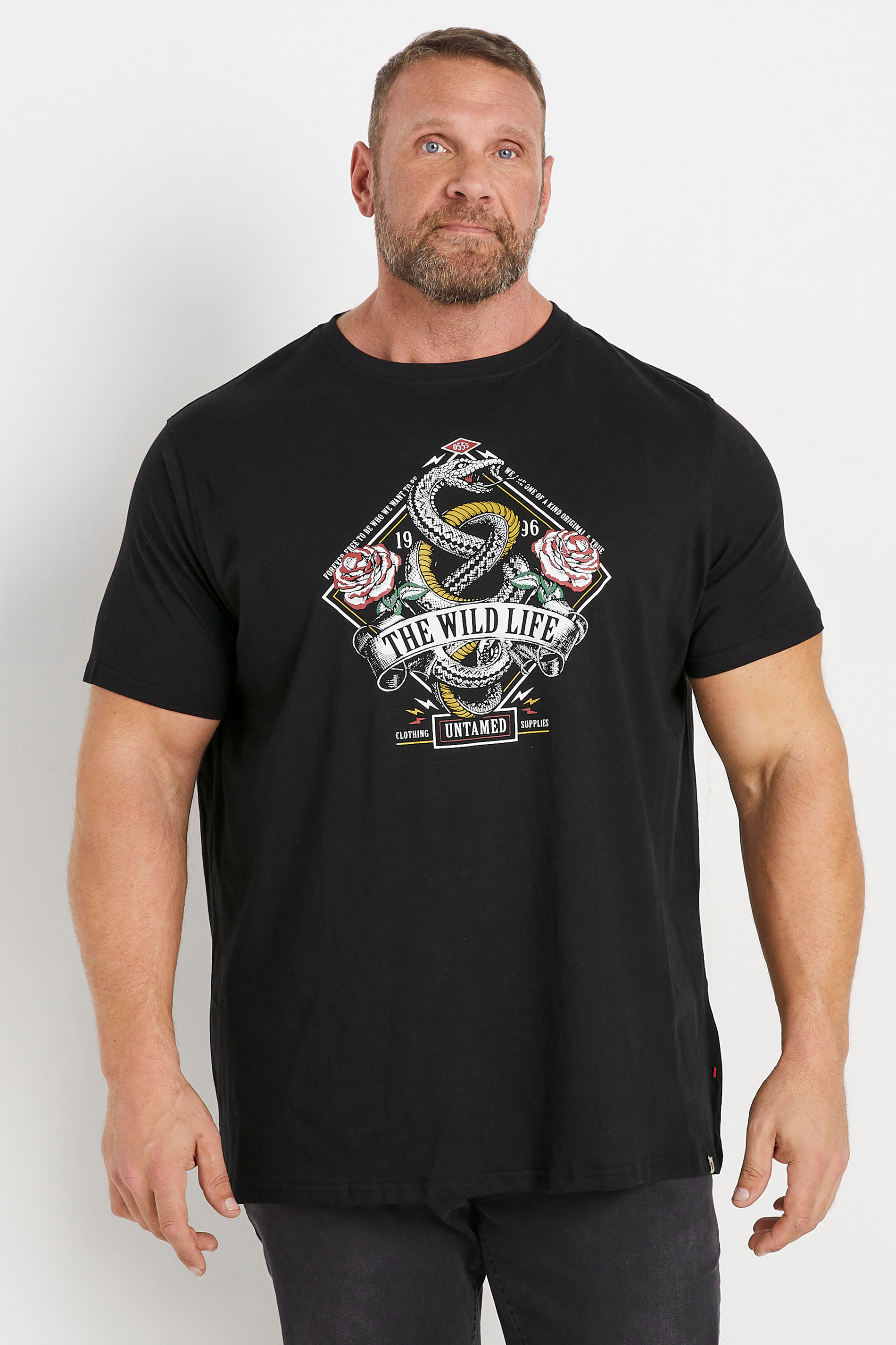 D555 D555 Big & Tall Black 'The Wild Life' Graphic Print T-Shirt