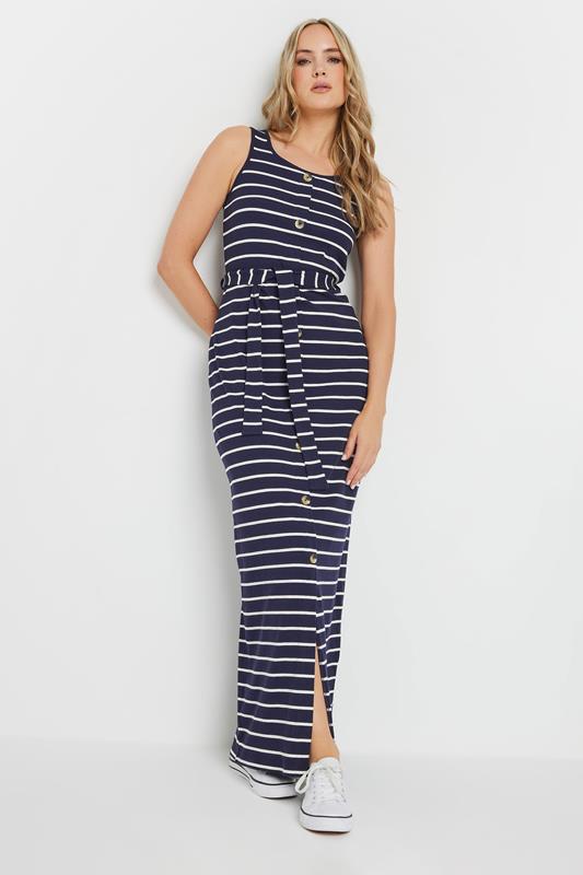 LTS LTS Tall Navy Blue Striped Button Through Dress
