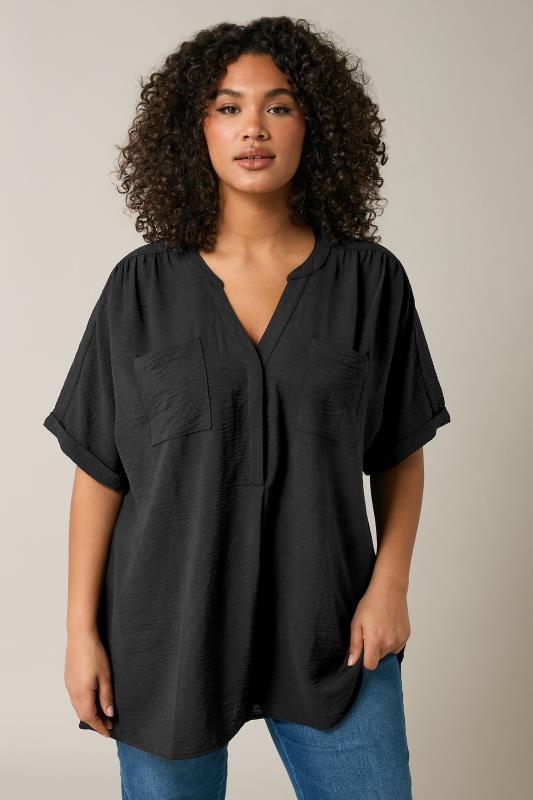 Evans EVANS Curve Black Pocket Front Overhead Utility Shirt