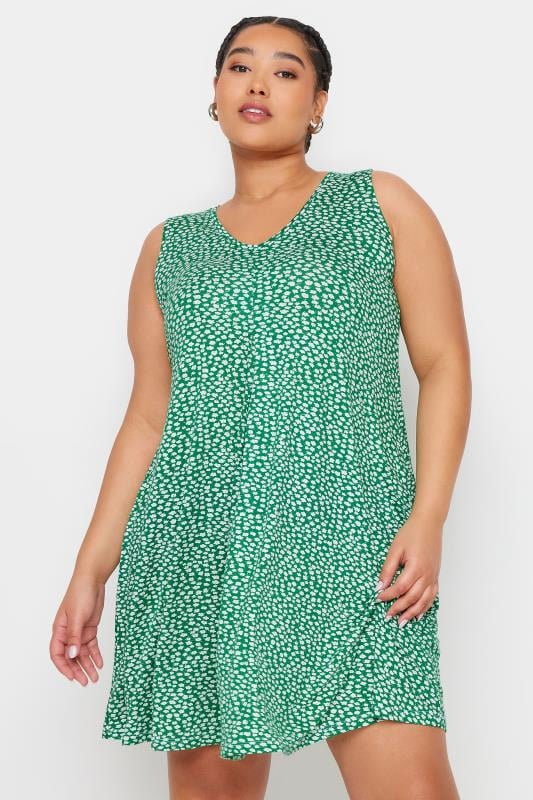 Yours YOURS Curve Green Ditsy Floral Print Mini Dress