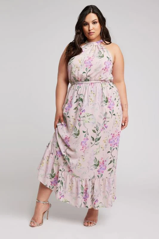 Yours London YOURS LONDON Curve Pink Floral Print Maxi Dress
