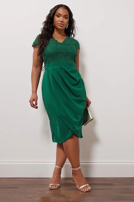 Yours London YOURS LONDON Curve Green Lace Midi Dress