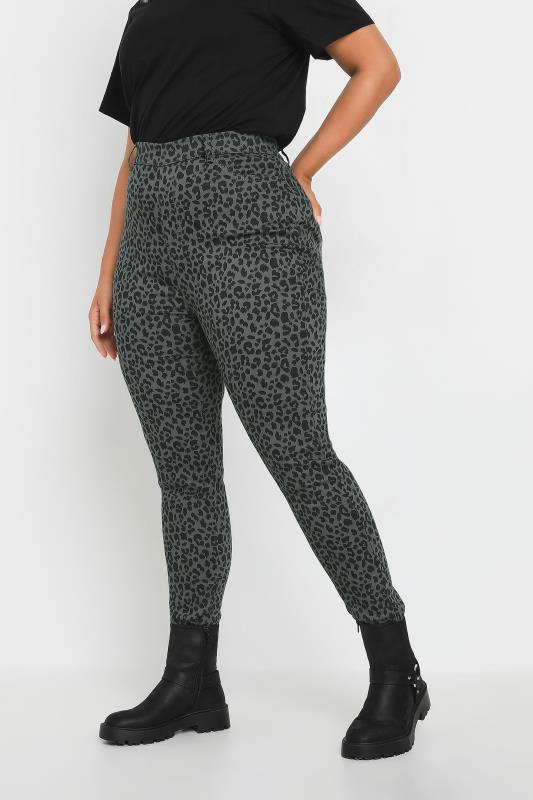 Yours YOURS Curve Grey Leopard Print Jeggings