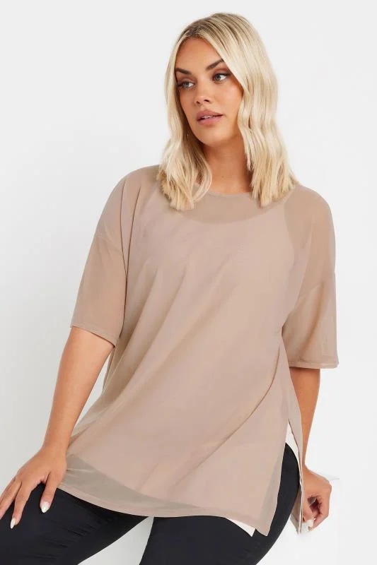 Yours YOURS Curve Pink Short Sleeve Oversized Mesh Top