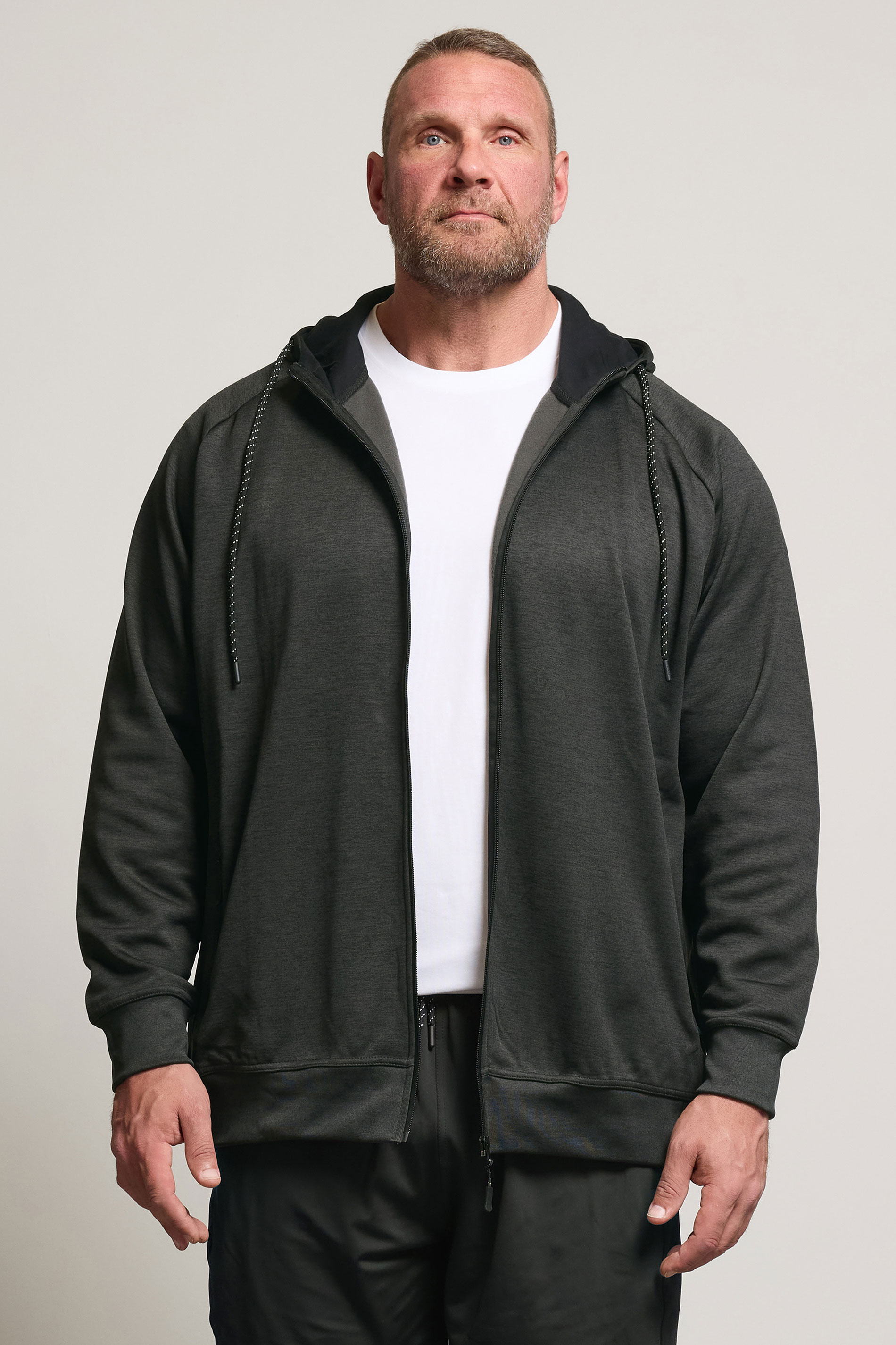 Kam KAM Big & Tall Charcoal Grey Zip Through Hoodie