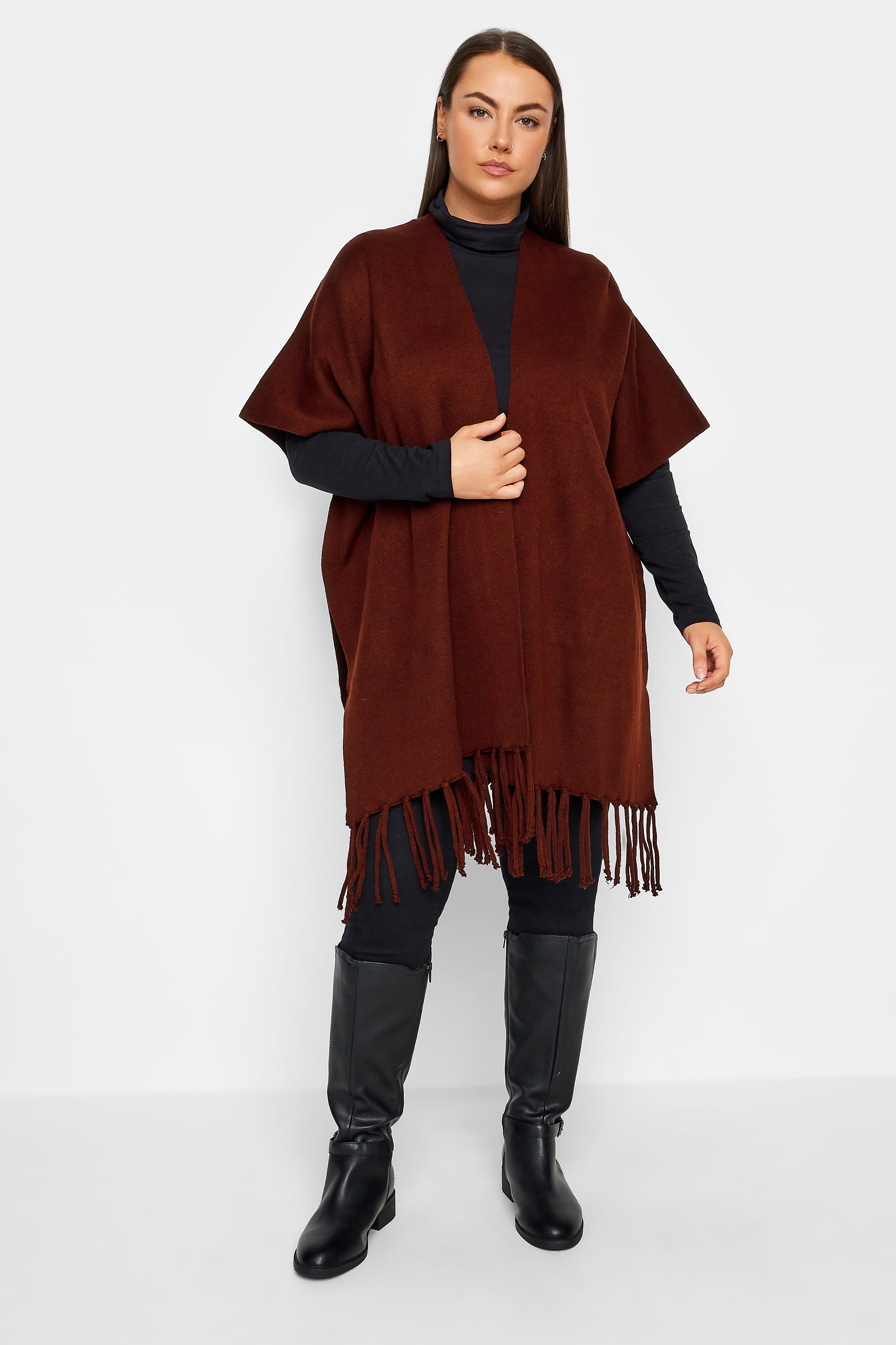 Evans Evans Burgandy Red Knitted Wrap Cardigan