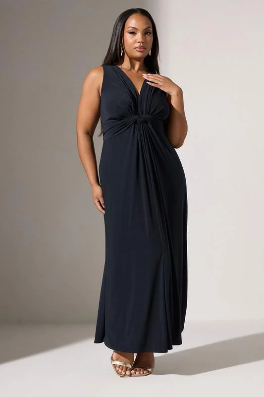 Yours London YOURS LONDON Curve Navy Blue Knotted Front Maxi Dress