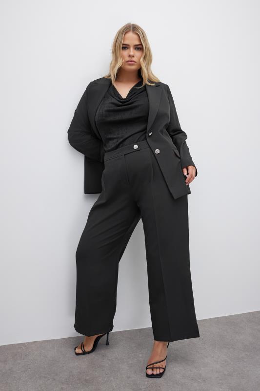 Yours London YOURS LONDON Curve Black Tailored Wide Leg Suit Trousers