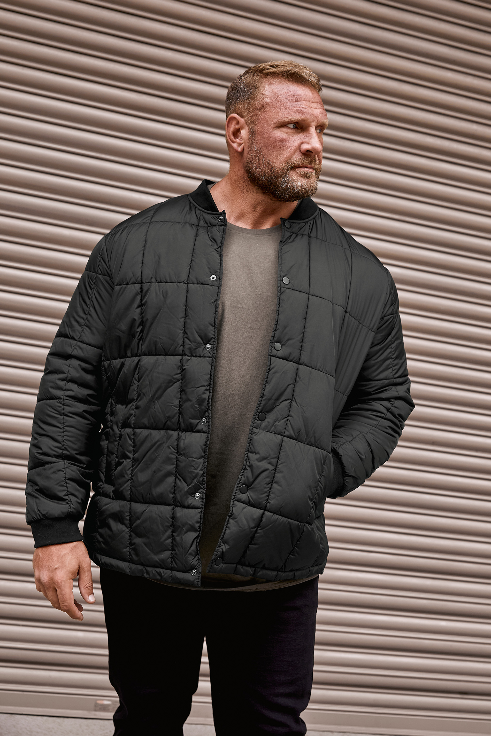 BadRhino BadRhino Big & Tall Black Quilted Bomber Jacket