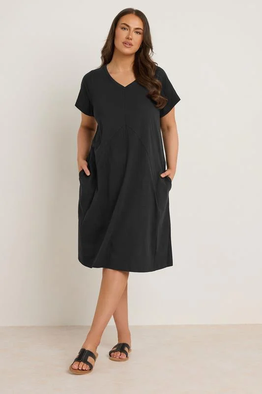 Evans EVANS Curve Black Premium Cotton Mini Dress