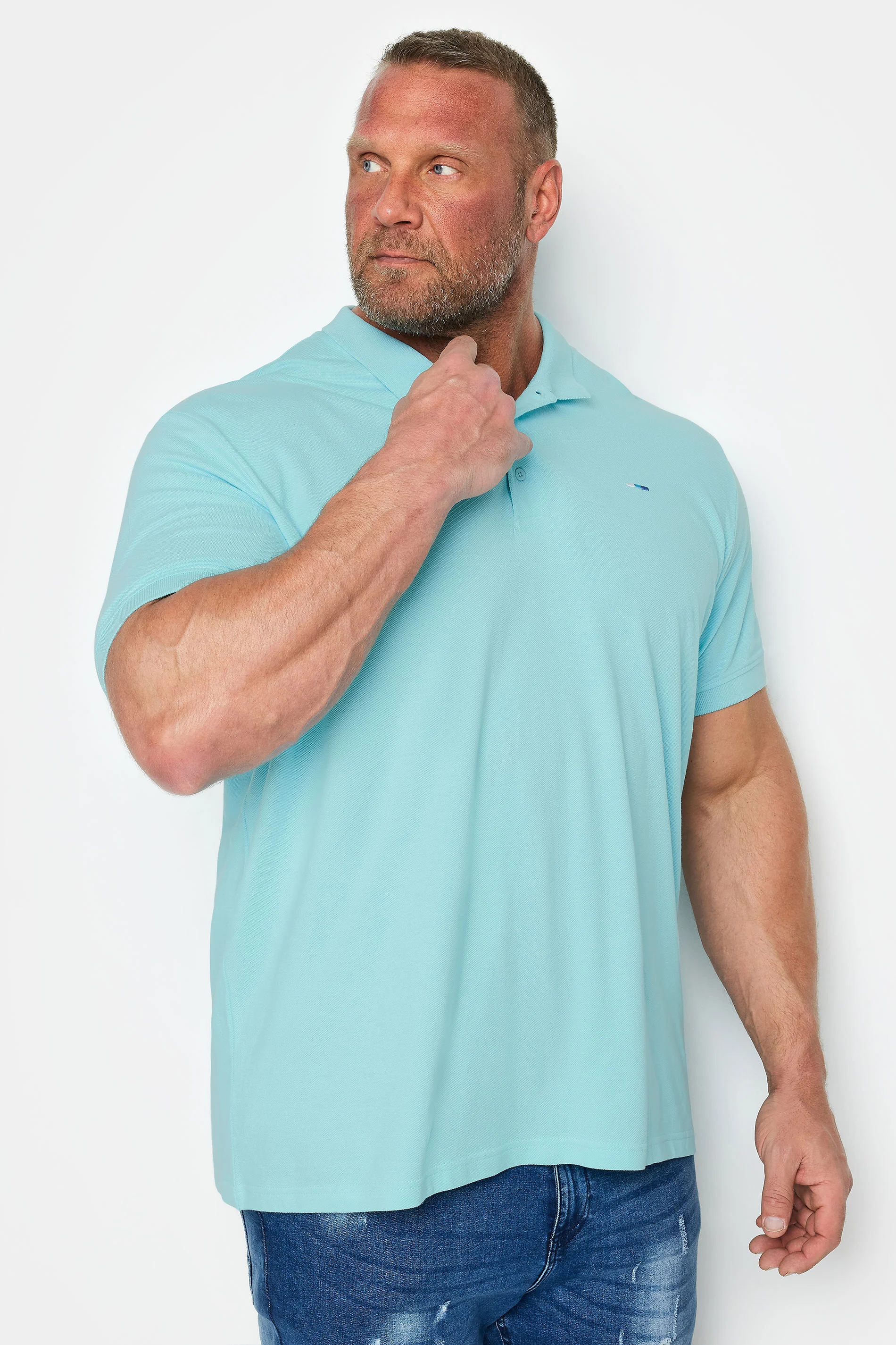 BadRhino BadRhino Big & Tall Aqua Blue Core Polo Shirt
